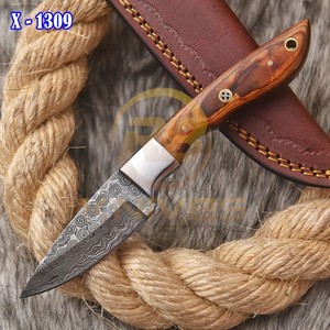 OEM DIY Damascus Steel Fixed Blade Hunting/Skinning <b>Knife</b> Straight Edge <b>Bone</b> <b>Handle</b> | Outdoor Camping <b>Knife</b> Leather Belt Sheath - Product Image 4