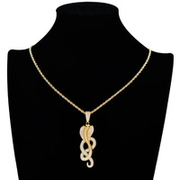 Collier Hip Hop pour Homme avec Pendentif Serpent en Strass, Chaîne Bling en Cristal, Bijou Moissanite Streetwear Plaqué Or, Cadeau