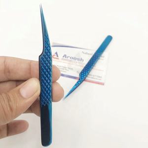 Pince à épiler d'isolation de plasma bleu en acier inoxydable durable professionnel de haute qualité outil d'extension de cils de poignée de diamant - Product Image 3