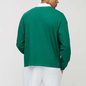 เสื้อโปโลชาย แขนยาว คอกลม ผ้าฝ้าย 100% ทรงหลวม พิมพ์ลายดิจิตอล รับสกรีนโลโก้ ขายดี - Product Image 3