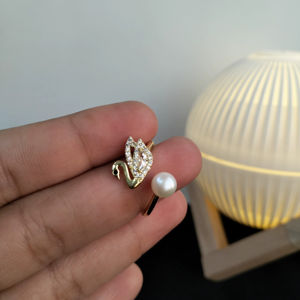 Anillo de Perlas Naturales de Agua Dulce con Diseño de Cisne, Anillo de Joyería de Moda, Anillo de Perlas Chapado en Oro, Venta al por Mayor - Product Image 1