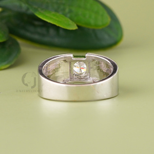 Luxury 0.64ct Round Lab Created Diamond <b>Ring</b> For Men 18K White Gold <b>Solitaire</b> Band VVS DEF Gents Unique Wedding Jewelry - Product Image 3