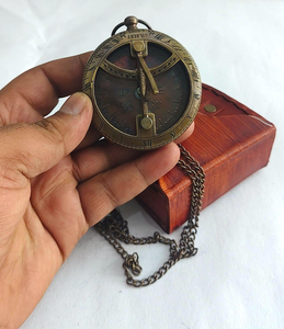 Vintage Brass Astrolabe <b>Compass</b> with Leather Case and <b>Chain</b> Handmade Nautical Navigation Instrument Antique Maritime Decor Gift - Product Image 4