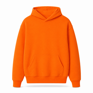 Sudadera con Capucha Premium Naranja Brillante Sin Cordones, Corte Regular, Unisex, Forro Polar de Algodón Grueso, Bolsillo, Transpirable, Personalizable para Invierno - Product Image 1
