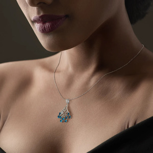 White Gold Square Halo Lab Grown Diamond Pendant Necklace - Product Image 2