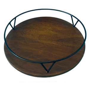 Plato giratorio Vintage de madera de Mango hecho a mano Lazy Susan, plato giratorio, encimera de cocina multifuncional, mesa de comedor, estante de especias - Product Image 1