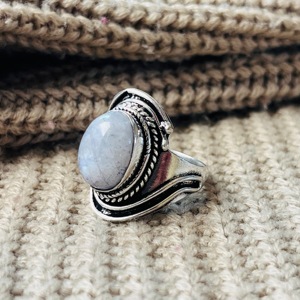 Moonstone <b>Ring</b> <b>Boho</b> Tribal Brass <b>Ring</b> 925 Sterling silver <b>ring</b> Cocktail <b>ring</b> oxidized silver <b>ring</b> for women - Product Image 1