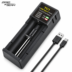 Chargeur de batterie Li-ion NiMH rechargeable 21700 18650 26650 ZEROBEAM TC1 USB Type C à une seule baie avec indicateur LED - Product Image 1