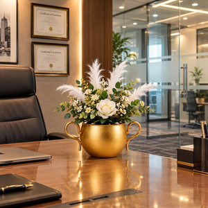 Maceta Decorativa de Metal con Acabado Dorado, Contenedor para Plantas de Interior, Moderno Soporte para Plantas de Mesa para Sala de Estar - Product Image 4