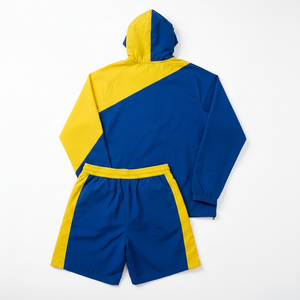 <b>Men</b> Color Blocking Tracksuit Set Hooded Windbreaker <b>Jacket</b> Shorts Breathable Polyester Sporty Casual Wear Front Embroidery - Product Image 3