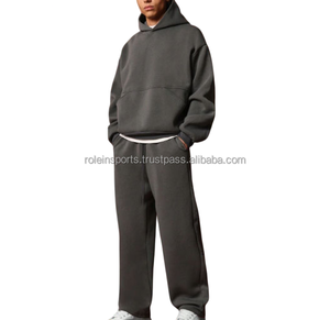 Ensemble de sweat-shirt à capuche pour homme, couleur unie, coton, manches longues, décontracté, vêtements d'automne avec poches latérales, coupe régulière - Product Image 6