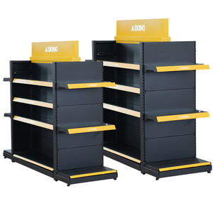 Double-Sided Wood Supermarket Shelves Display Rack for Retail Stores - Product Image 1