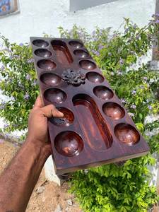 Traditional <b>Mancala</b> Wooden Board Game Set with Playing Stones for Two Player Strategy Resellers Board Game - Product Image 1