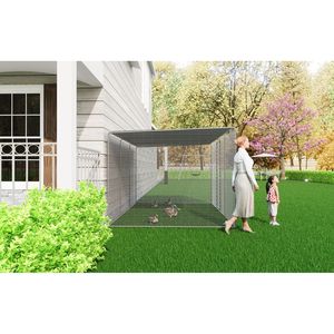Recinto per Pollaio 13x8x6.5FT con Rete Verde, Gabbia per Animali da Giardino - Product Image 3