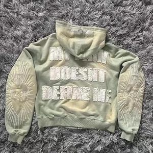 Men's Black <b>Zip</b>-<b>Up</b> Hoodie Regular Fit Digital Printing Oversized Acid Washed French Terry Streetwear Waterproof Winter Wear - Product Image 3