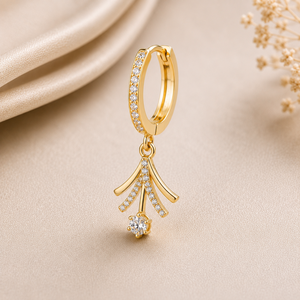 Luxury Gold Plated Brass Pyramid Tassel Hoop <b>Earring</b> Elegant <b>Dangling</b> <b>Diamond</b> Party Wear Fashion Jewelry Women Gift Collection - Product Image 1