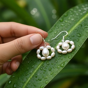 Boucles d'oreilles pendantes en argent sterling 925 faites à la main - Bijoux de mode de Jaipur, Inde - Product Image 1