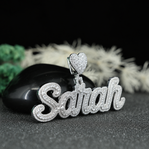 Collier avec pendentif personnalisé en argent sterling 925, pendentif cœur effet diamant, bijoux hip-hop de luxe, vente en gros - Product Image 2