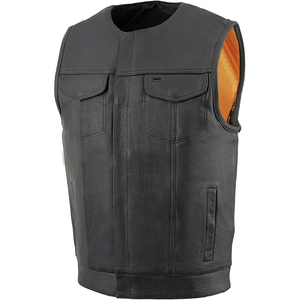 Chaleco de Motociclismo Samroz Sports, de Cuero Genuino, Personalizado, Casual, con Cierre de Cremallera en V, Precios Económicos al por Mayor, Transpirable, para Hombre - Product Image 1