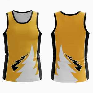 เสื้อกล้ามทรงสปอร์ตคอกลมพิมพ์ลายสีแดงดำขาวสำหรับผู้ชาย แห้งเร็ว ผลิตจากโพลีเอสเตอร์ ไม่มีแขน - Product Image 4
