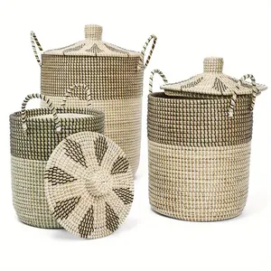 Handwoven Natural Rattan <b>Basket</b> - Sustainable Wicker Organizer for Living Room - Sustainable Material - Product Image 2
