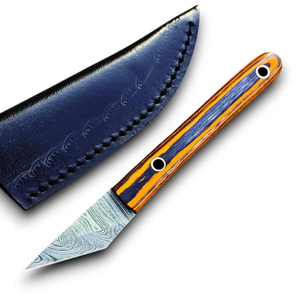 UA Supplies Handcrafted Kiridashi Style Damascus Steel Mini Fixed Blade Utility <b>Knife</b> with Wood <b>Handle</b> Razor Sharp 15.24cm EDC - Product Image 1