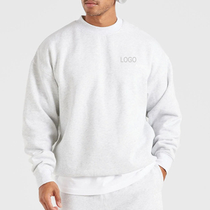 Sweat-shirt oversize gris clair unisexe, col rond, en molleton, sans logo, personnalisable, pull oversize à demi-zip, survêtement - Product Image 6