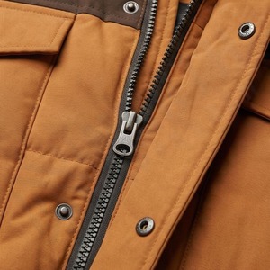 Parka à capuche marron pour homme avec poches, fermeture éclair, décontractée, résistante à l'eau, en toile, épaisseur standard, longueur longue, coupe droite - Product Image 4