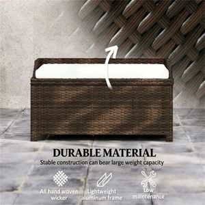 Taburete de Almacenamiento Exterior Blanco con Plataforma, Bancos de Patio para Jardín o Terraza - Product Image 3