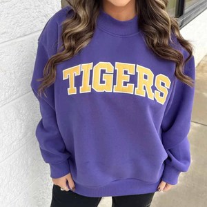 KAYDEE Custom <b>Mock</b> <b>Neck</b> Crew <b>Neck</b> Cotton Fleece Sweatshirt Women Men Ladies Unisex Polka Dot Gingham Patch Chenille Letter Tackl - Product Image 4