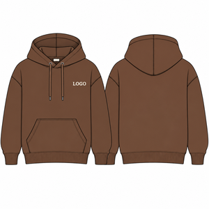 Sweat-shirts à capuche en molleton brun de haute qualité pour hommes, en coton, à épaules tombantes, vente en gros, impression personnalisée, broderie - Product Image 2