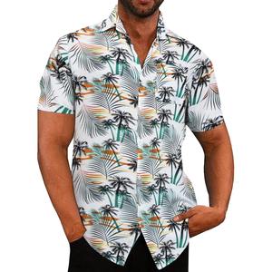 Camisa de Manga Corta para Hombre, Estampado Floral Tropical Hawaiano, Casual de Playa, con Botones, para Vacaciones de Verano, Colorida, de Algodón - Product Image 5