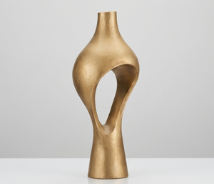 Vase contemporain en or métallique, design unique sculpté et ajouré, grand pot à fleurs pour la décoration intérieure du salon, approvisionnement en gros - Product Image 4