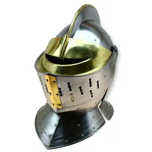 Medieval Early Renaissance Armor Knight Helmet - Medieval Close European Knight Armor Helmet Home Decor Gift.