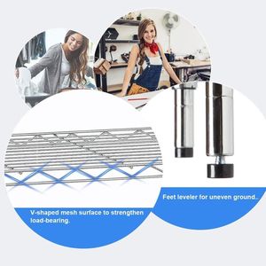 Étagère métallique à 4 niveaux réglable en hauteur, capacité de 450 kg, finition chromée - Product Image 2