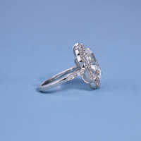 Anillo de Compromiso SHIVRAM DIAMOND con Diamante Cultivado en Laboratorio de 4.10 CT, Corte Cojín, Halo, Certificado IGI, Chapado en Oro de 18K, Platino 950, Lujoso, 1.8MM