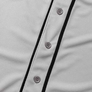 Men's Gray Baseball <b>Jersey</b> <b>Short</b> Sleeve Button Front Moisture Wicking Polyester Sportswear Adult Regular Fit - Product Image 6