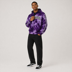 Custom Logo <b>Purple</b> <b>Tie</b> Dye Hooded Windbreaker Men's Jacket 100% Nylon Windbreaker Reflective Stripe Streetwear Zip Up Outerwear - Product Image 5