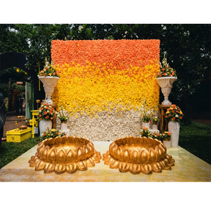 Urli en FRP en forme de lotus pour la cérémonie Haldi, bacs Haldi pour la mariée et le marié, Urli en fibre de grande taille pour la cérémonie Haldi, décoration de mariage - Product Image 1