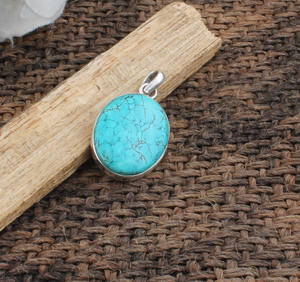 Colgante de Turquesa Kingman Natural, Plata de Ley 925, Azul, Hecho a Mano, Estilo Occidental, Regalo de Aniversario para Mujer - Product Image 2