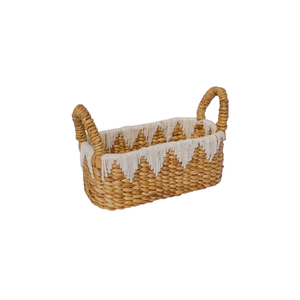 Panier de rangement artisanal ARASYA en jacinthe d'eau avec poignées, organisateur naturel tressé, panier décoratif pour la maison - Product Image 1