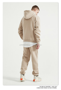 เซ็ตกางเกงสเวตเตอร์แบบมีฮู้ดและกางเกงจ็อกเกอร์ชุดเสื้อมีฮู้ดผ้ากำมะหยี่ผ้าฝ้าย2ชิ้นแบบเรียบงานตามสั่ง - Product Image 2