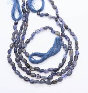 Perles de pierre gemme d'iolite naturelle, lisses, en forme de pépite et roulées irrégulières, 5x7-6x9MM, vente en gros, 5 brins de 13 pouces - Product Image 4