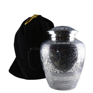 Traditional Metal Urn Round Handmade Decorative <b>Vase</b> with Heart and Bird Design for Sympathy Gift - Product Image 6