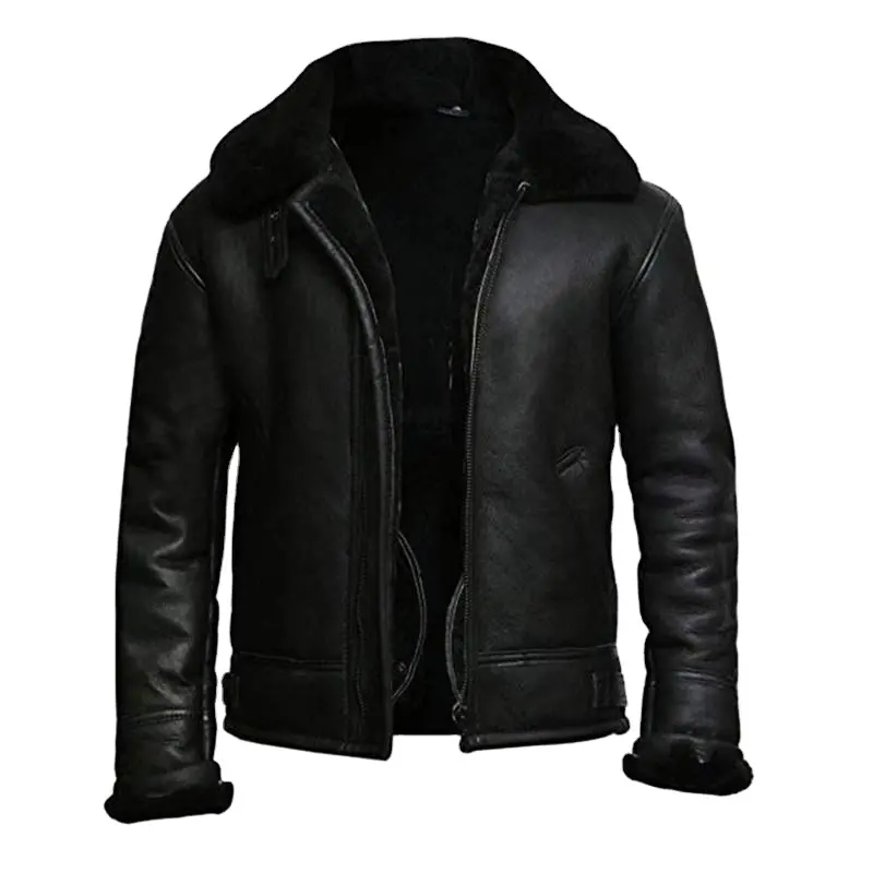 Warm Inner New Design Winter Leather long coat Men's Genuine Lambskin Leather Jacket Slim Fit Fur Leather Jacket