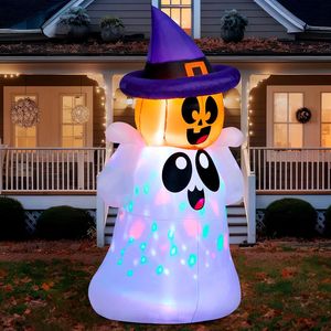 Decorazione Gonfiabile da Giardino per Halloween con Fantasma LED Colorato, Addobbo Festivo da Esterno - Product Image 1