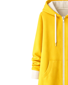 Sudadera con capucha y cremallera personalizada para mujer, color amarillo, forro polar de invierno, fabricante personalizado, ropa casual urbana al por mayor - Product Image 4