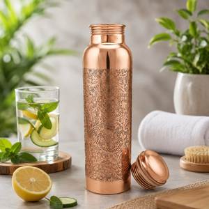 100% Pure Copper Engraved Water Bottle Luxury Handmade Ayurvedic Wellness Flask Designer Sustainable Drinkware Premium <b>Gift</b> - Product Image 5