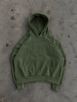 Sweat à capuche pull-over coupe classique de qualité supérieure, en molleton épais, avec design de patch lettré à bords bruts, pour l'hiver, écologique et respirant, vente en gros