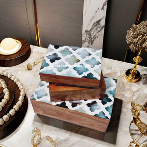 Caja de incrustaciones de hueso MDF de madreperla de producto de calidad superior de diseño clásico natural con forma de rectángulo para almacenamiento de joyas artículo de regalo - Product Image 1